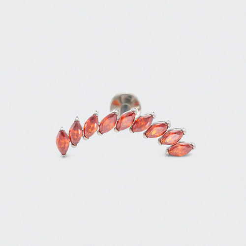 9 Marquise Red Labret in Silver - Titanium