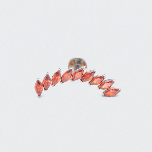 9 Marquise Red Labret in Silver - Titanium
