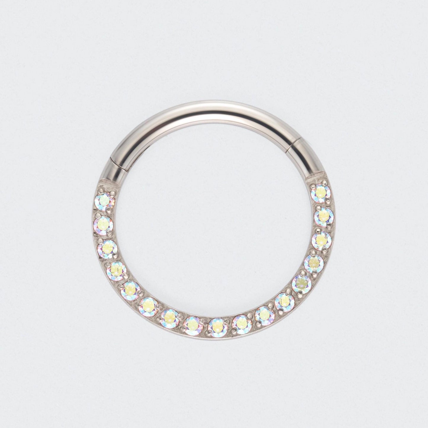 Aurora CZ Front Facing Segment Clicker Ring in Silver - Titanium