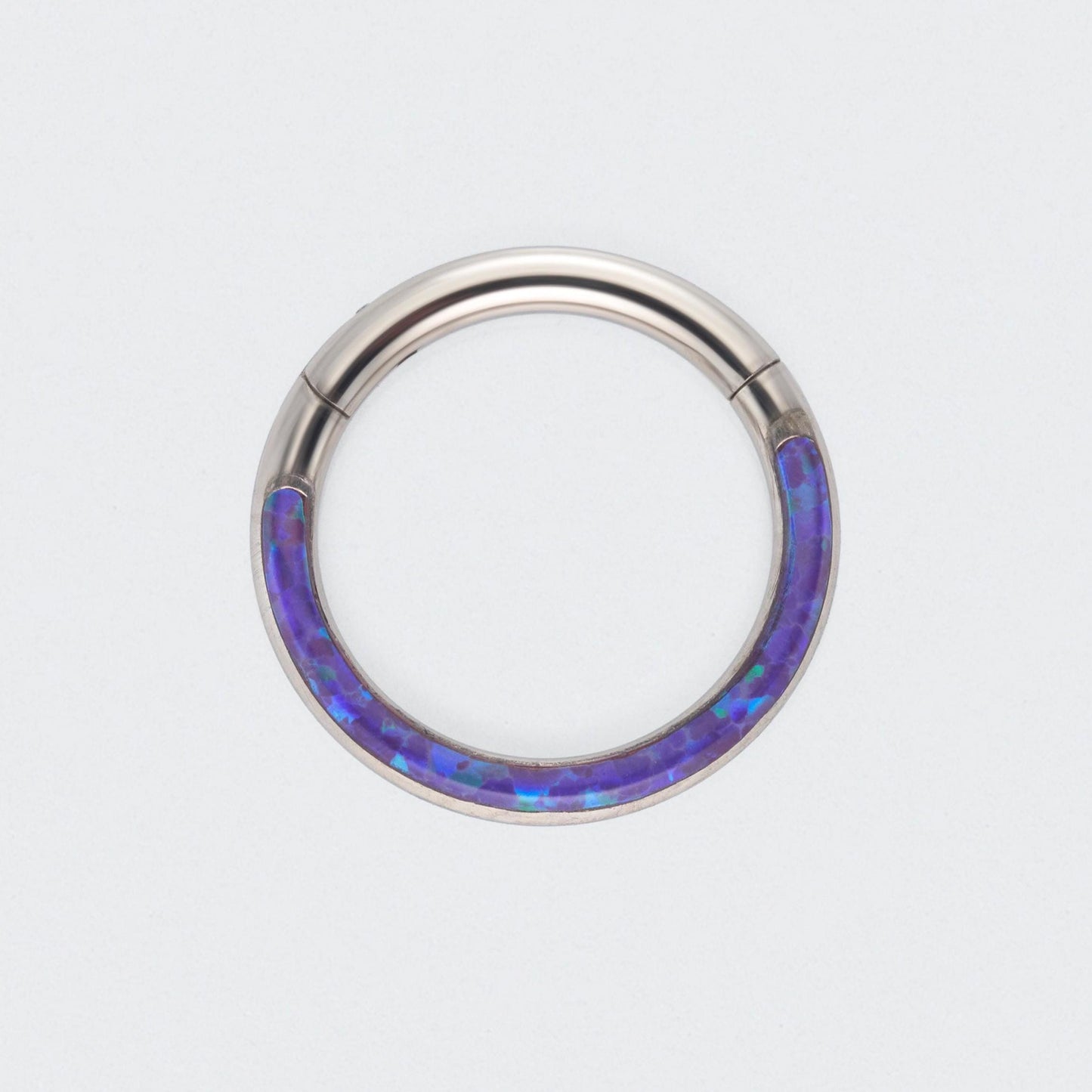 Purple Opal Front Facing Hinged Segment Clicker Ring - Titanium