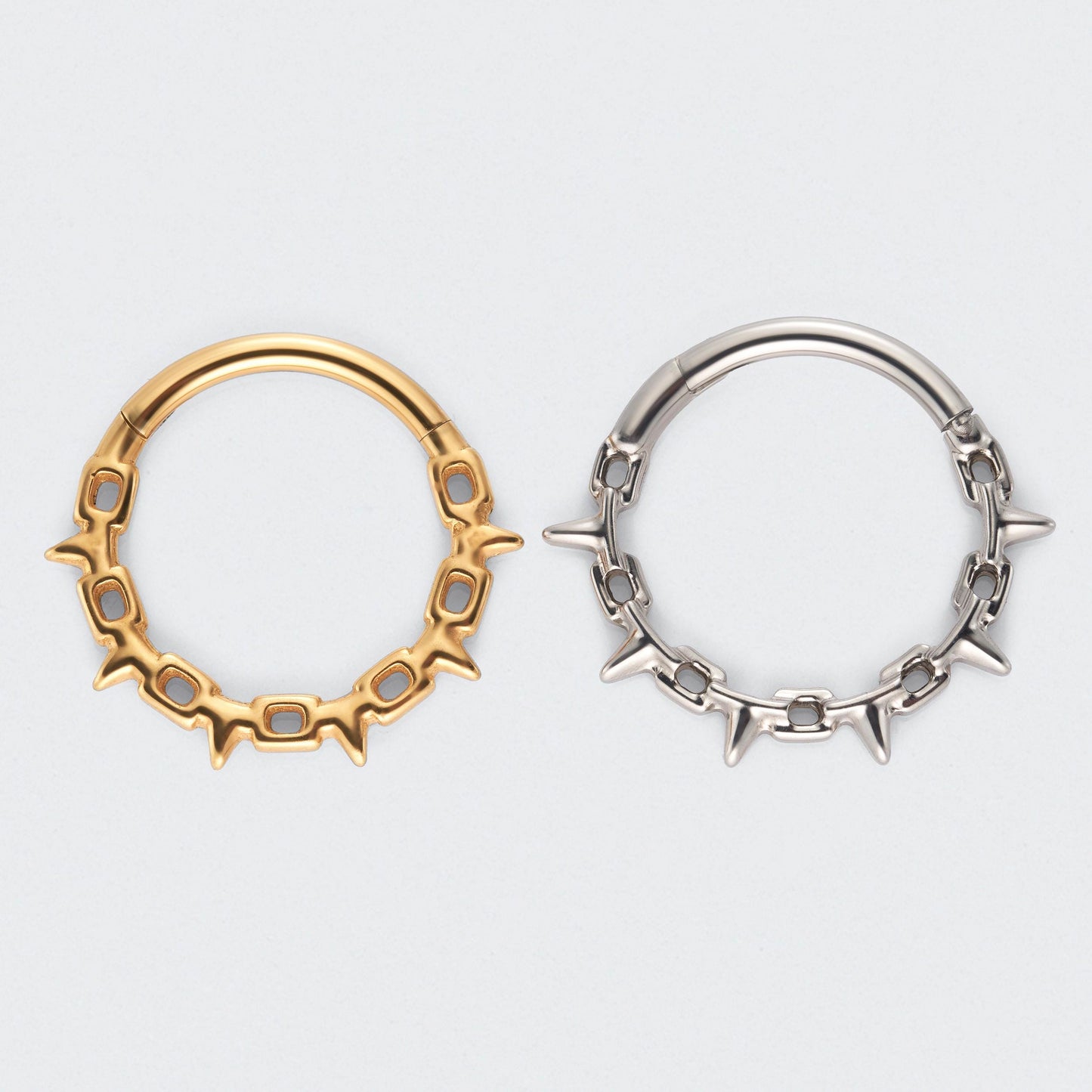 Chain & Spike Hinged Segment Hoop Ring in Gold - Titanium