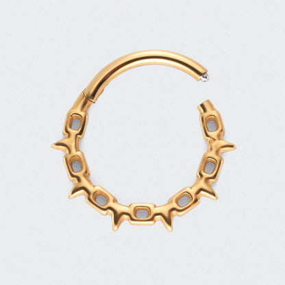 Chain & Spike Hinged Segment Hoop Ring in Gold - Titanium