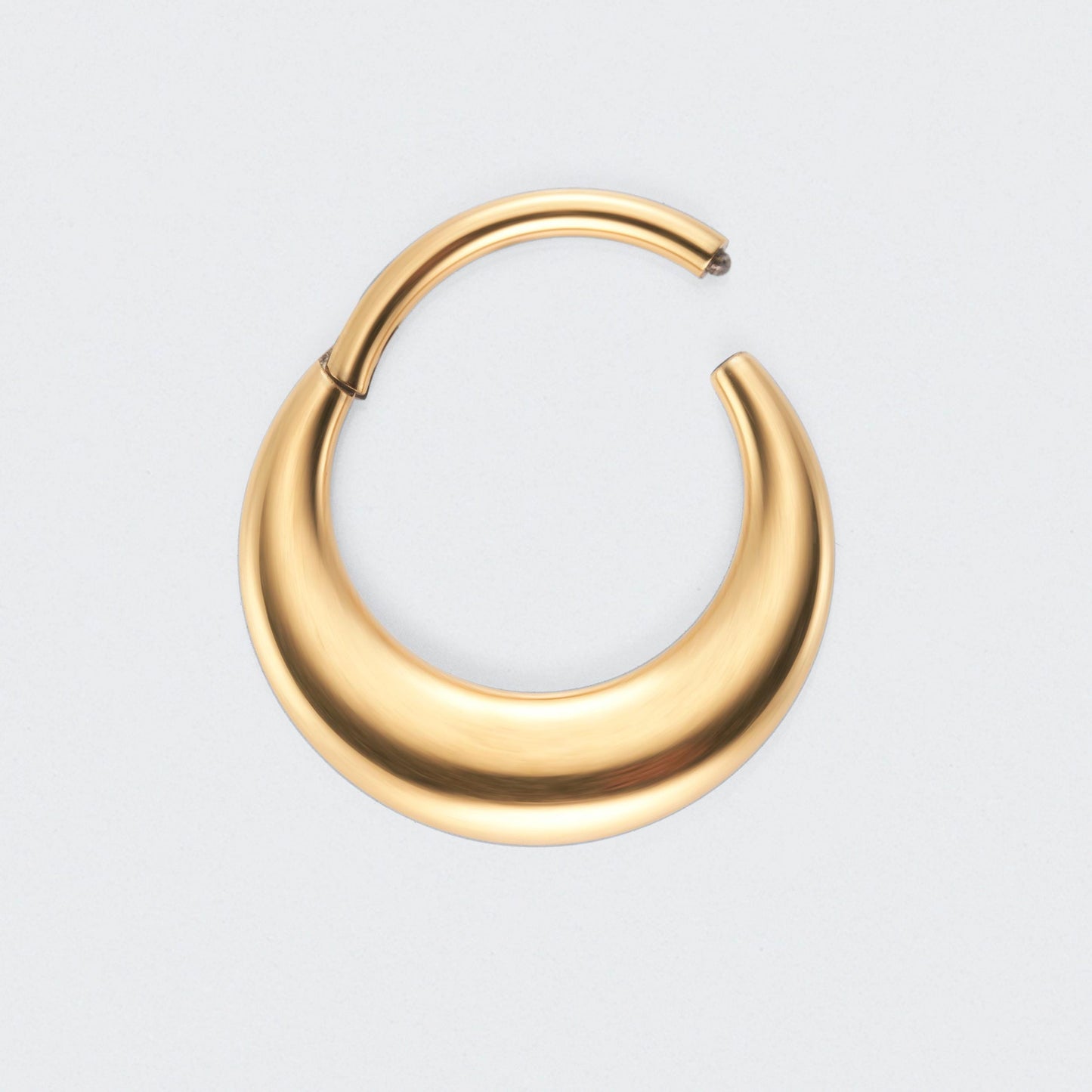 Fake Gauged Chunky Moon Segment Ring in Gold - Titanium