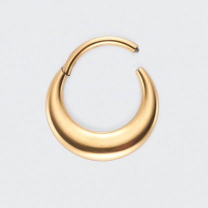 Fake Gauged Chunky Moon Segment Ring in Gold - Titanium