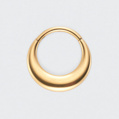 Fake Gauged Chunky Moon Segment Ring in Gold - Titanium
