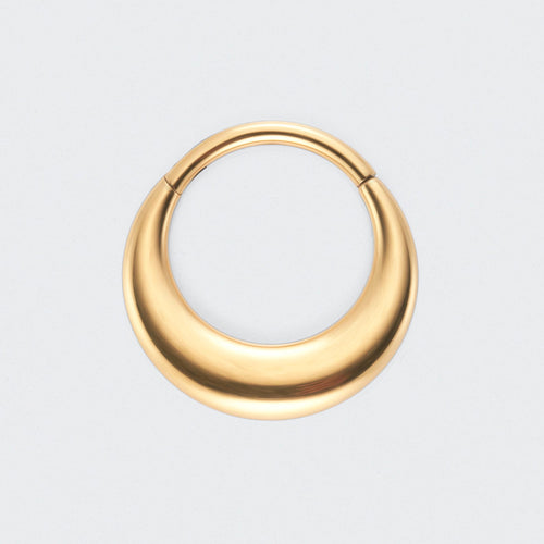 Fake Gauged Chunky Moon Segment Ring in Gold - Titanium