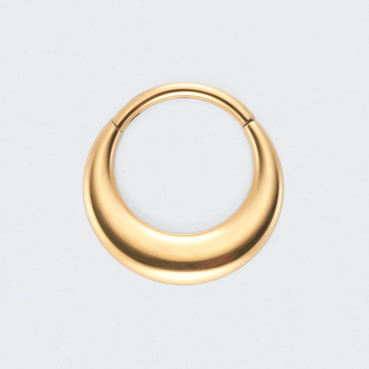 Fake Gauged Chunky Moon Segment Ring in Gold - Titanium