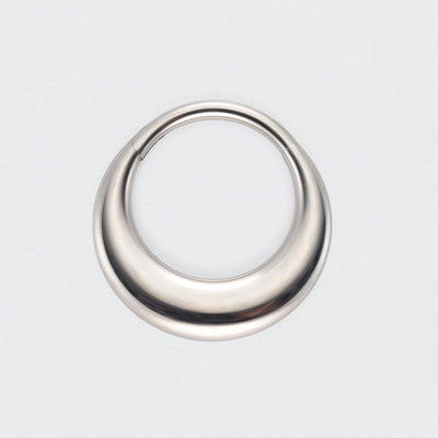 Fake Gauged Chunky Moon Segment Ring in Silver - Titanium