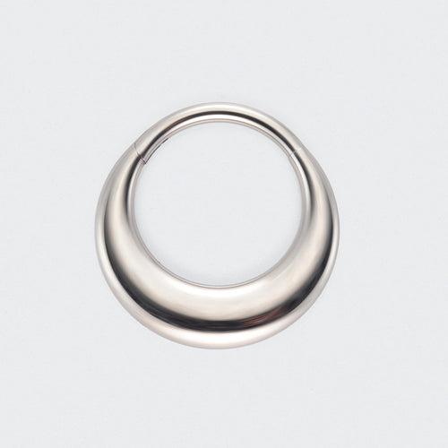 Fake Gauged Chunky Moon Segment Ring in Silver - Titanium