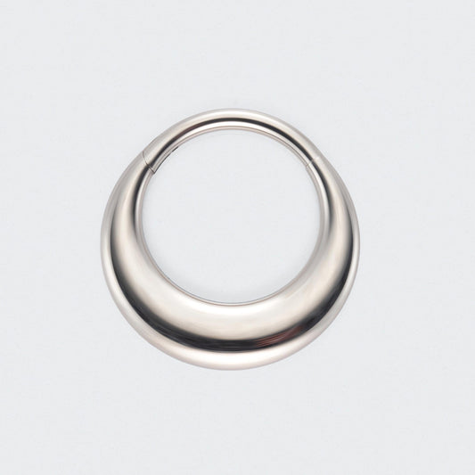 Fake Gauged Chunky Moon Segment Ring in Silver - Titanium