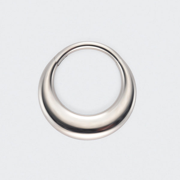 Fake Gauged Chunky Moon Segment Ring in Silver - Titanium