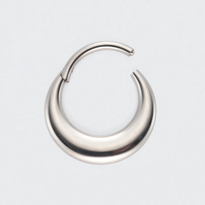 Fake Gauged Chunky Moon Segment Ring in Silver - Titanium