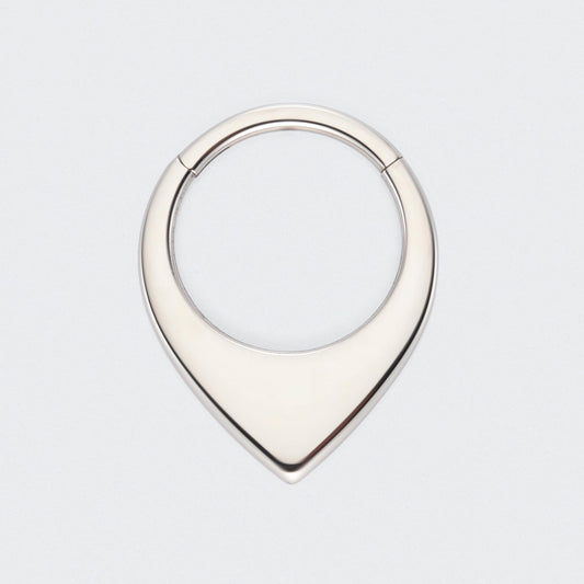 Teardrop Hinged Segment Hoop Ring in Silver - Titanium