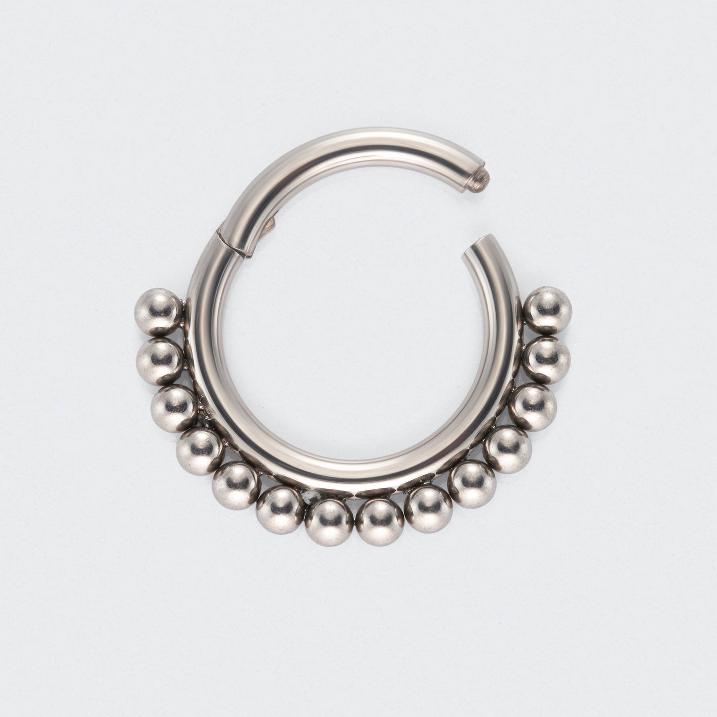 Ball Cluster Hinged Segment Hoop Ring in Silver - Titanium
