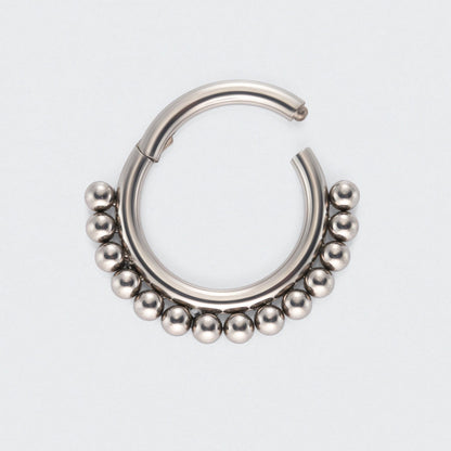 Ball Cluster Hinged Segment Hoop Ring in Silver - Titanium