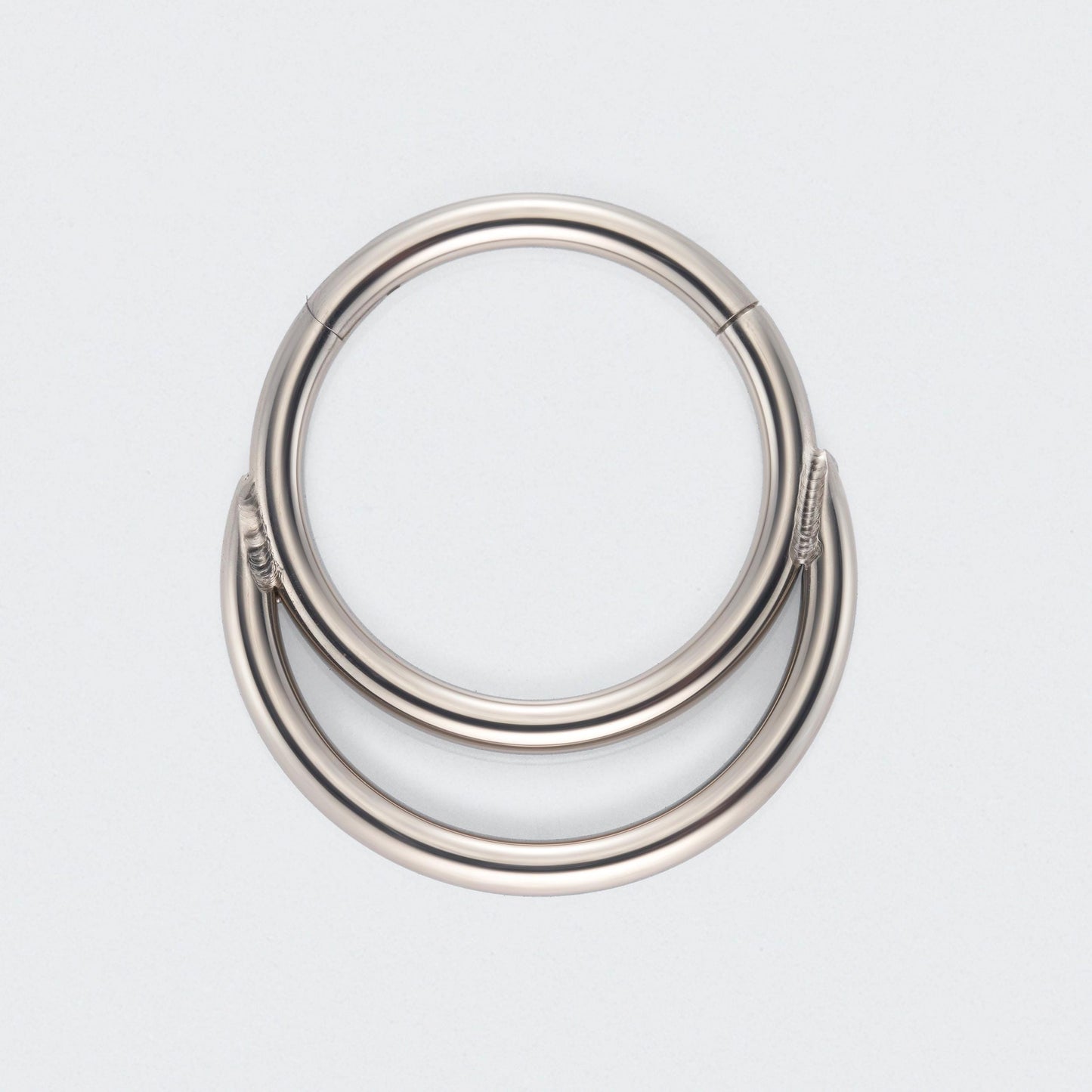 Double Hooped Hinged Segment Hoop Ring in Silver - Titanium