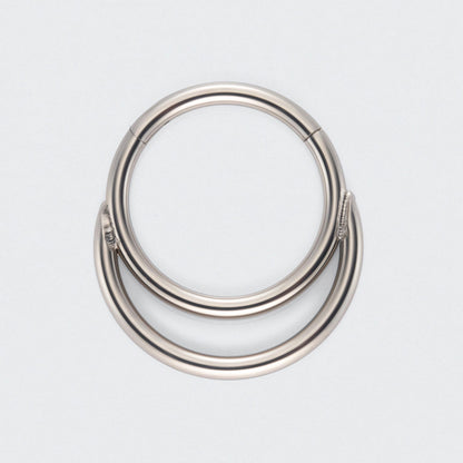 Double Hooped Hinged Segment Hoop Ring in Silver - Titanium