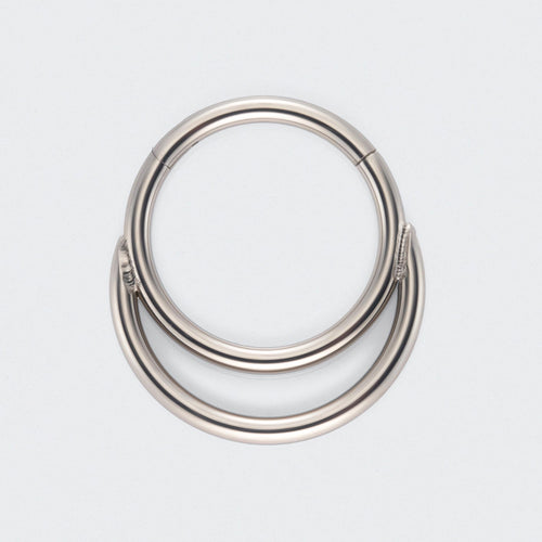 Double Hooped Hinged Segment Hoop Ring in Silver - Titanium