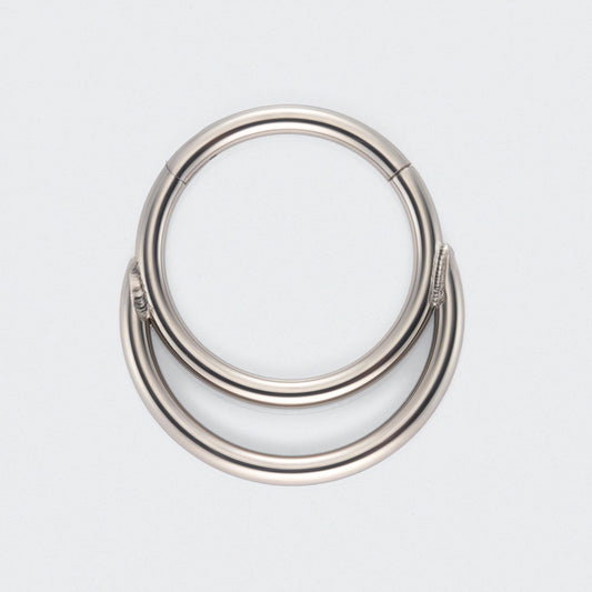Double Hooped Hinged Segment Hoop Ring in Silver - Titanium
