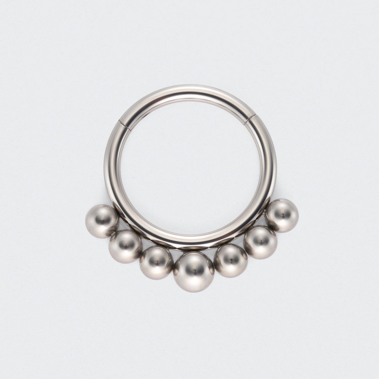Tribal Beaded Balls Hinged Segment Clicker Hoop Ring in Silver - Titanium