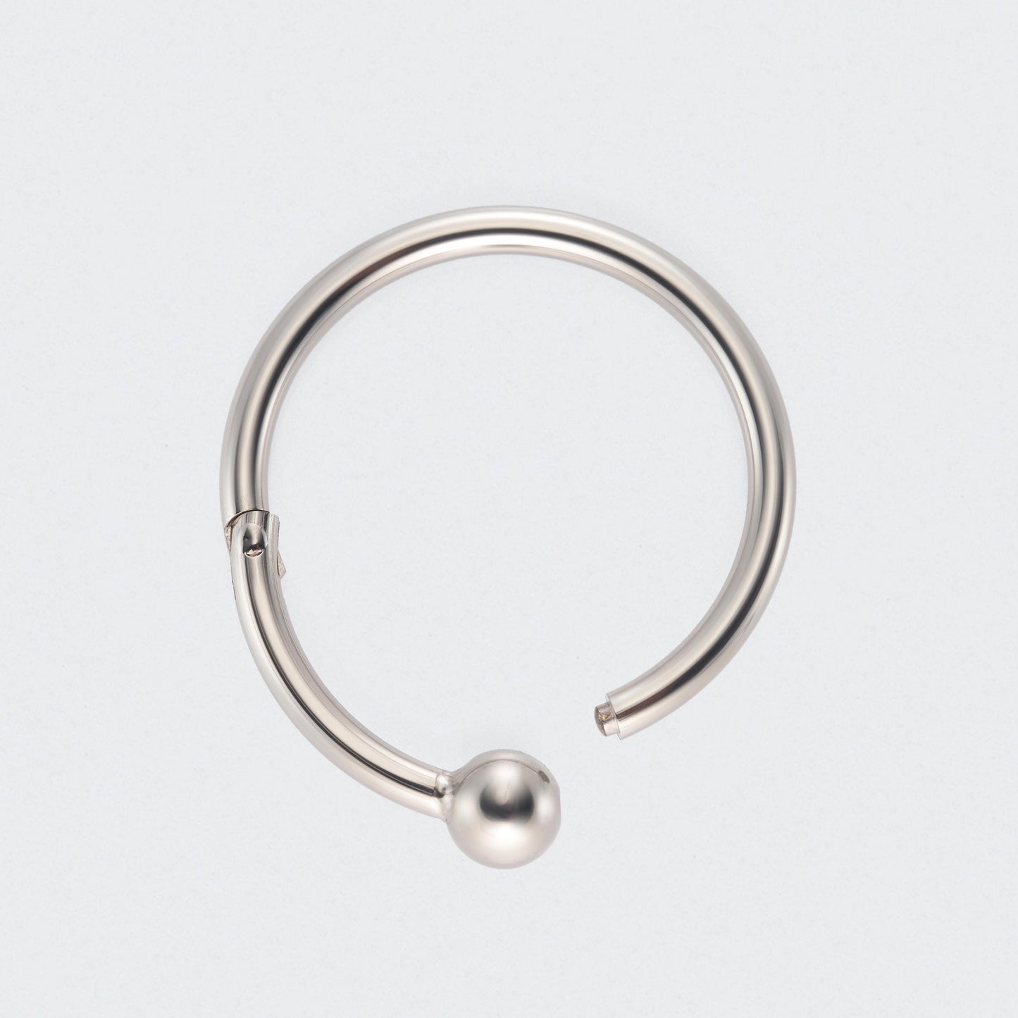 Ball Centre Hinged Segment Hoop Ring in Silver - Titanium