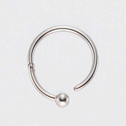 Ball Centre Hinged Segment Hoop Ring in Silver - Titanium