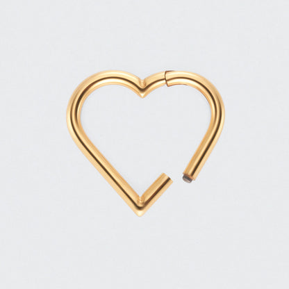 Heart Shaped Segment Clicker Ring in Gold - Titanium