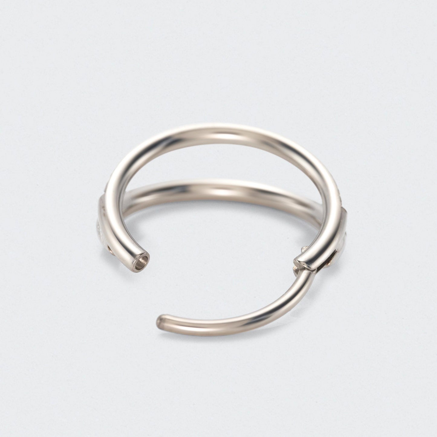 Double Stacked Front Facing CZ Hinged Segment Ring in Silver - Titanium