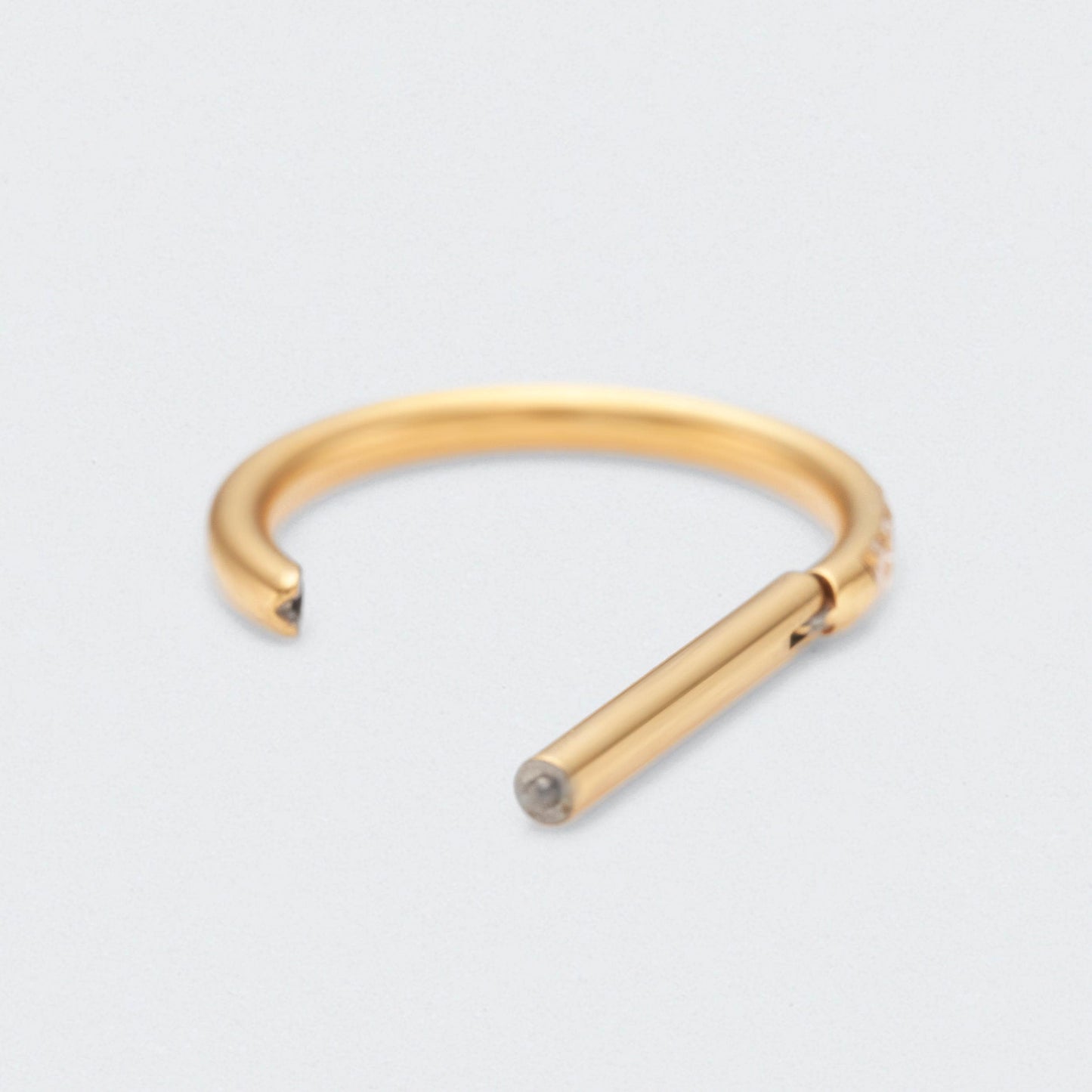 D Shape Half Side CZ Paved Hinged Segment Clicker Ring in Gold - Titanium