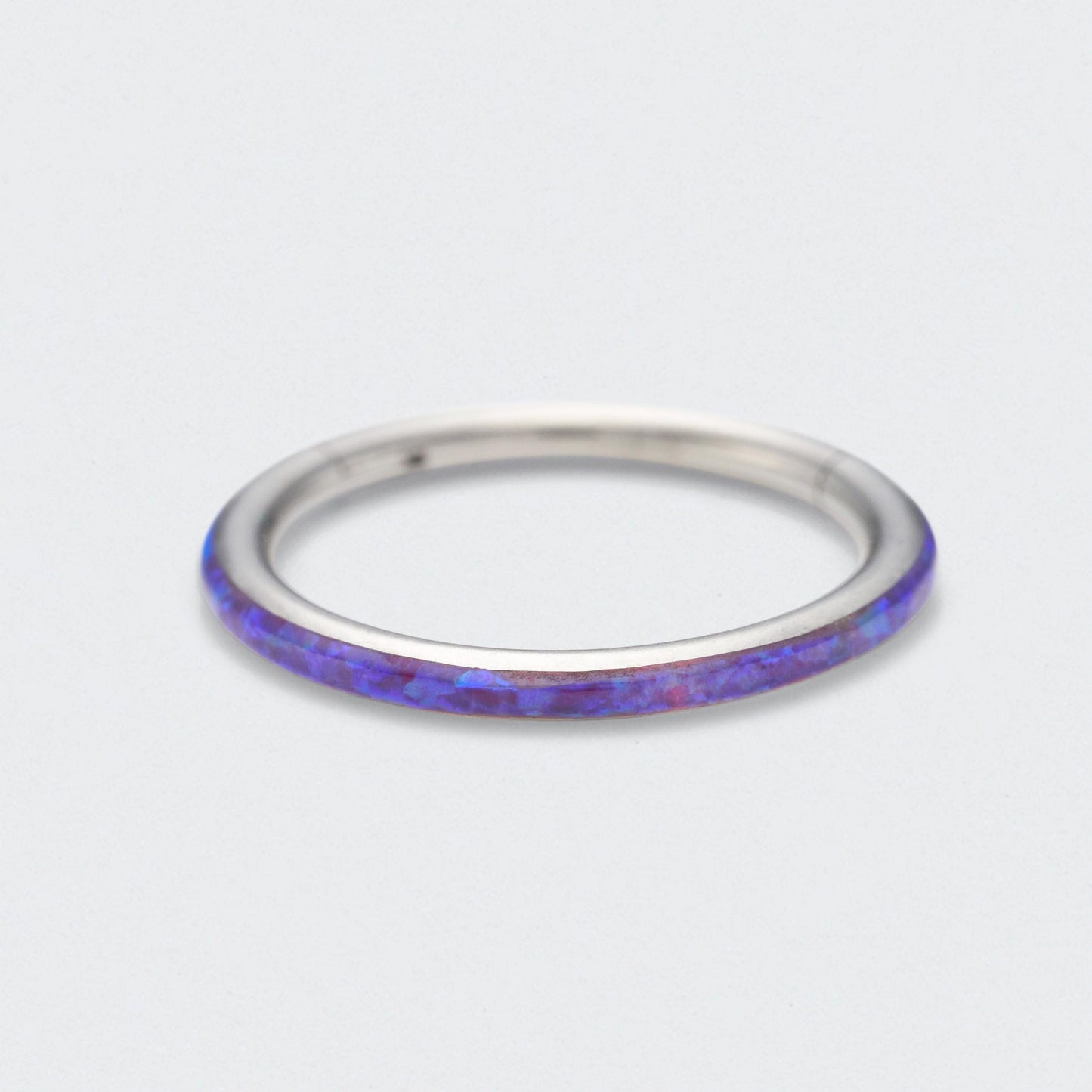 Purple Opal Side Facing Segment Hinged Clicker Ring in Silver - Titanium