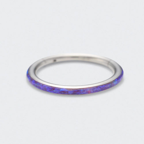 Purple Opal Side Facing Segment Hinged Clicker Ring in Silver - Titanium