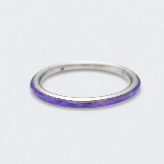 Purple Opal Side Facing Segment Hinged Clicker Ring in Silver - Titanium