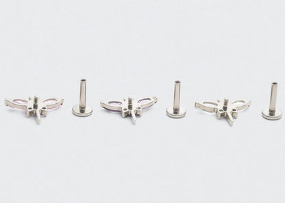 Dragonfly Green CZ Front Facing Labret in Silver - Titanium