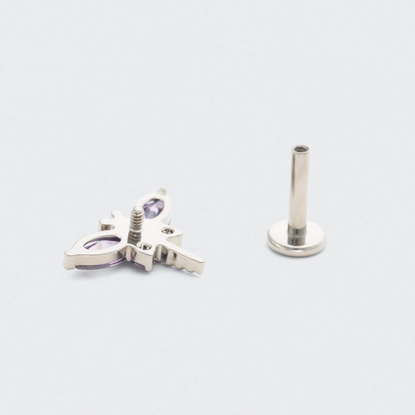Dragonfly Purple Amethyst CZ in Silver - Titanium