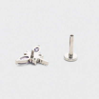 Dragonfly Purple Amethyst CZ in Silver - Titanium