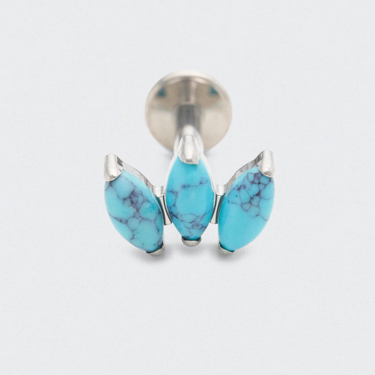 Turquoise Triple Marquise Labret in Silver - Titanium