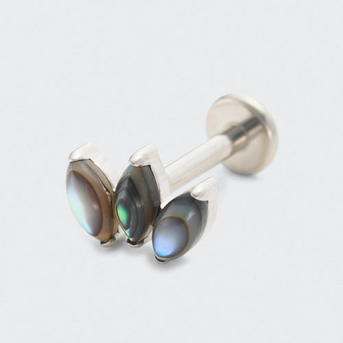 Triple Marquise Abalone Shell Labret in Silver - Titanium