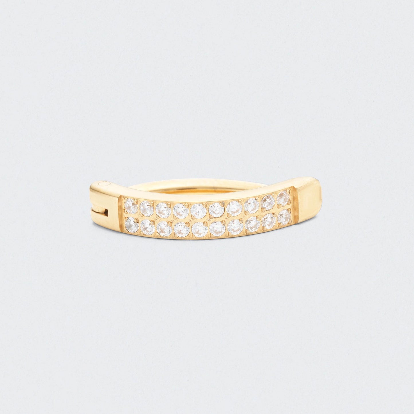 Double Paved CZ Hinged Belly Clicker in Gold - Titanium