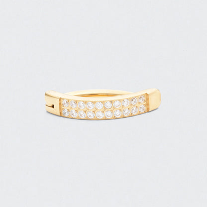 Double Paved CZ Hinged Belly Clicker in Gold - Titanium