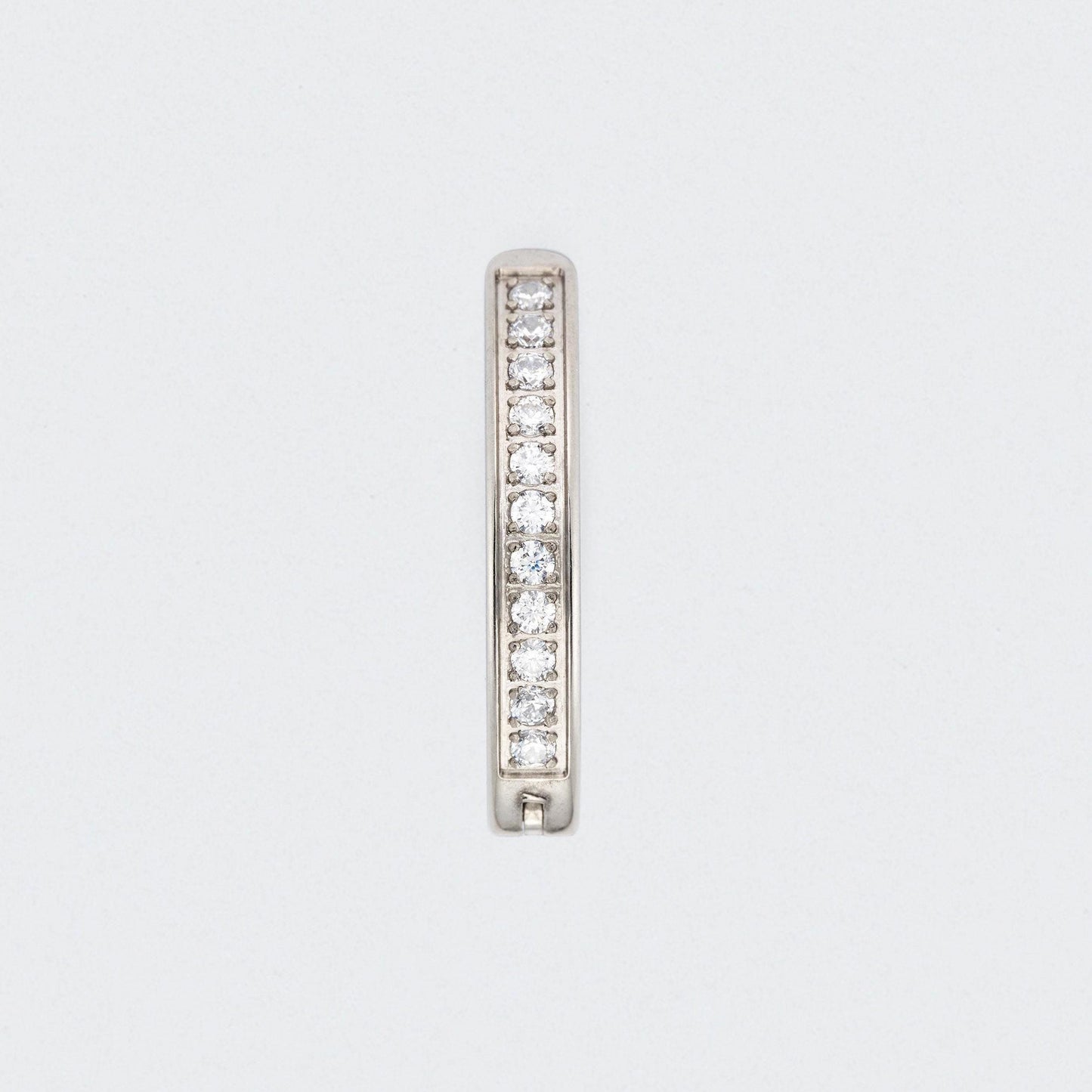 Single Paved CZ Hinged Belly Clicker in Silver - Titanium