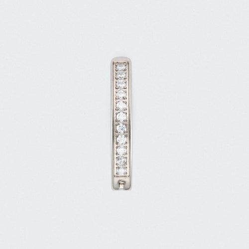 Single Paved CZ Hinged Belly Clicker in Silver - Titanium