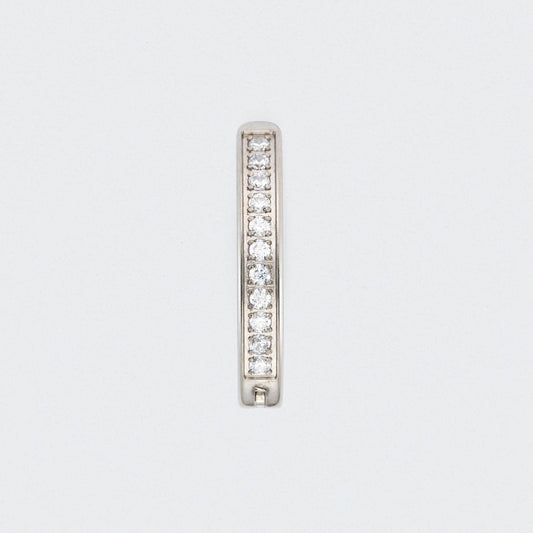 Single Paved CZ Hinged Belly Clicker in Silver - Titanium