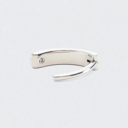Triple Paved CZ Hinged Belly Clicker in Silver - Titanium