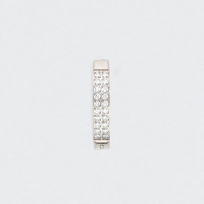 Double Paved CZ Hinged Belly Clicker in Silver - Titanium