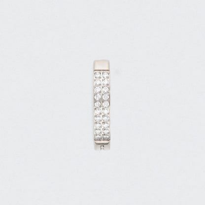 Double Paved CZ Hinged Belly Clicker in Silver - Titanium