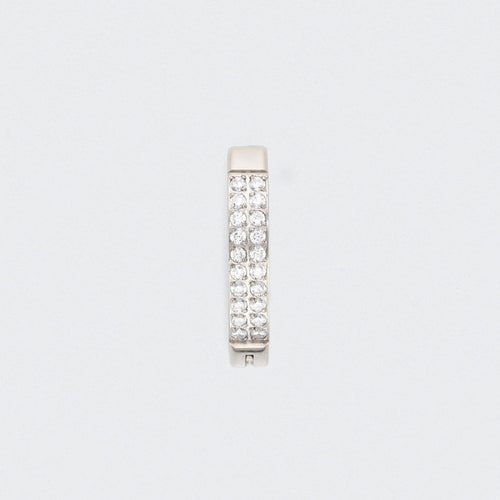 Double Paved CZ Hinged Belly Clicker in Silver - Titanium