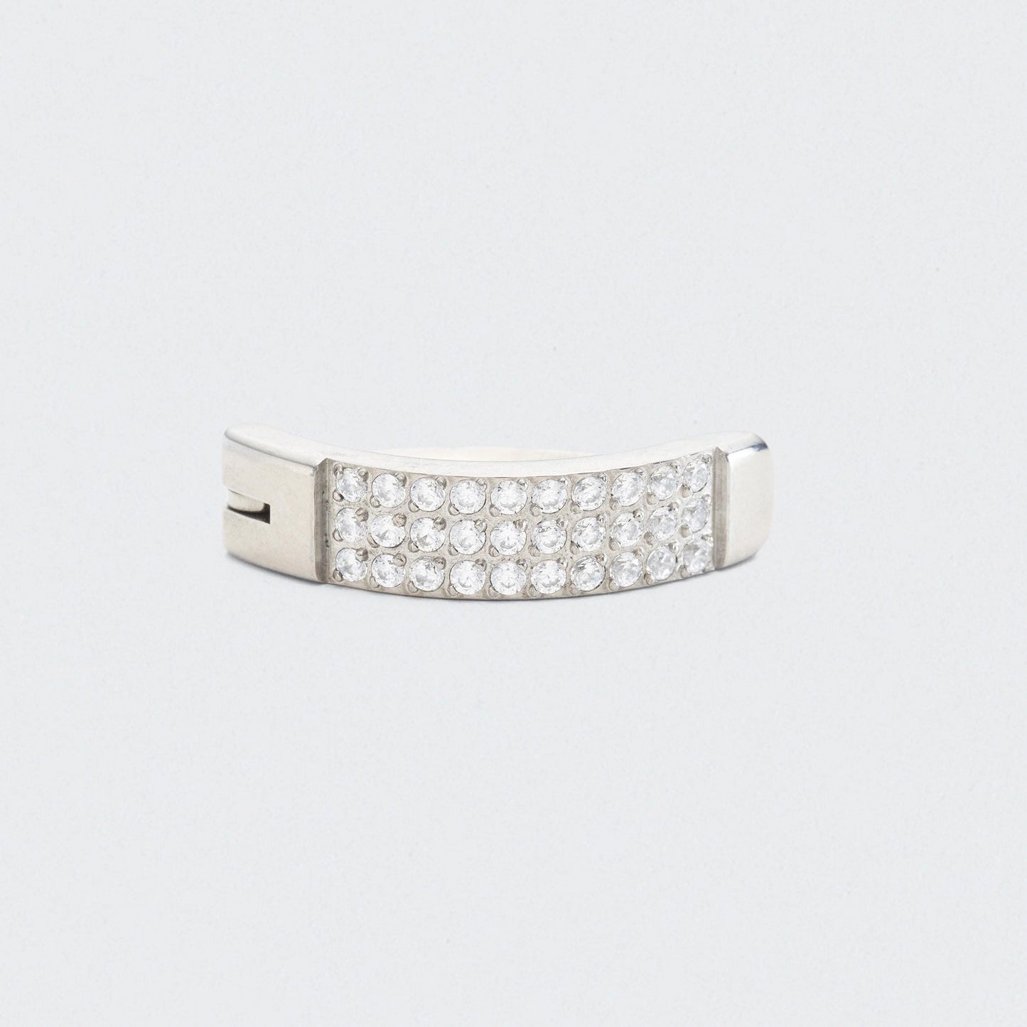 Triple Paved CZ Hinged Belly Clicker in Silver - Titanium