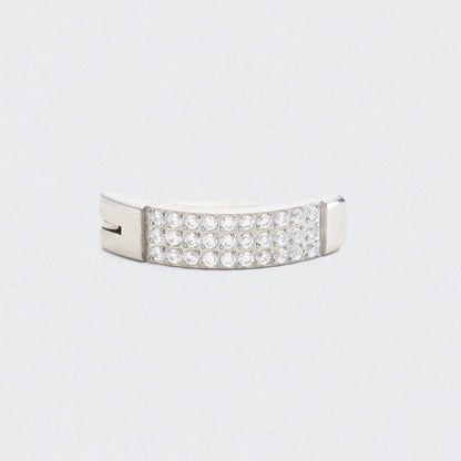 Triple Paved CZ Hinged Belly Clicker in Silver - Titanium