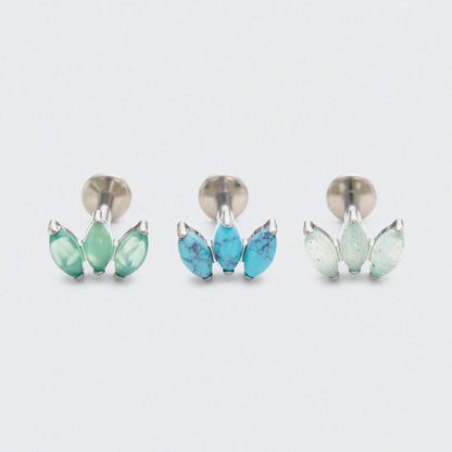 Turquoise Triple Marquise Labret in Silver - Titanium