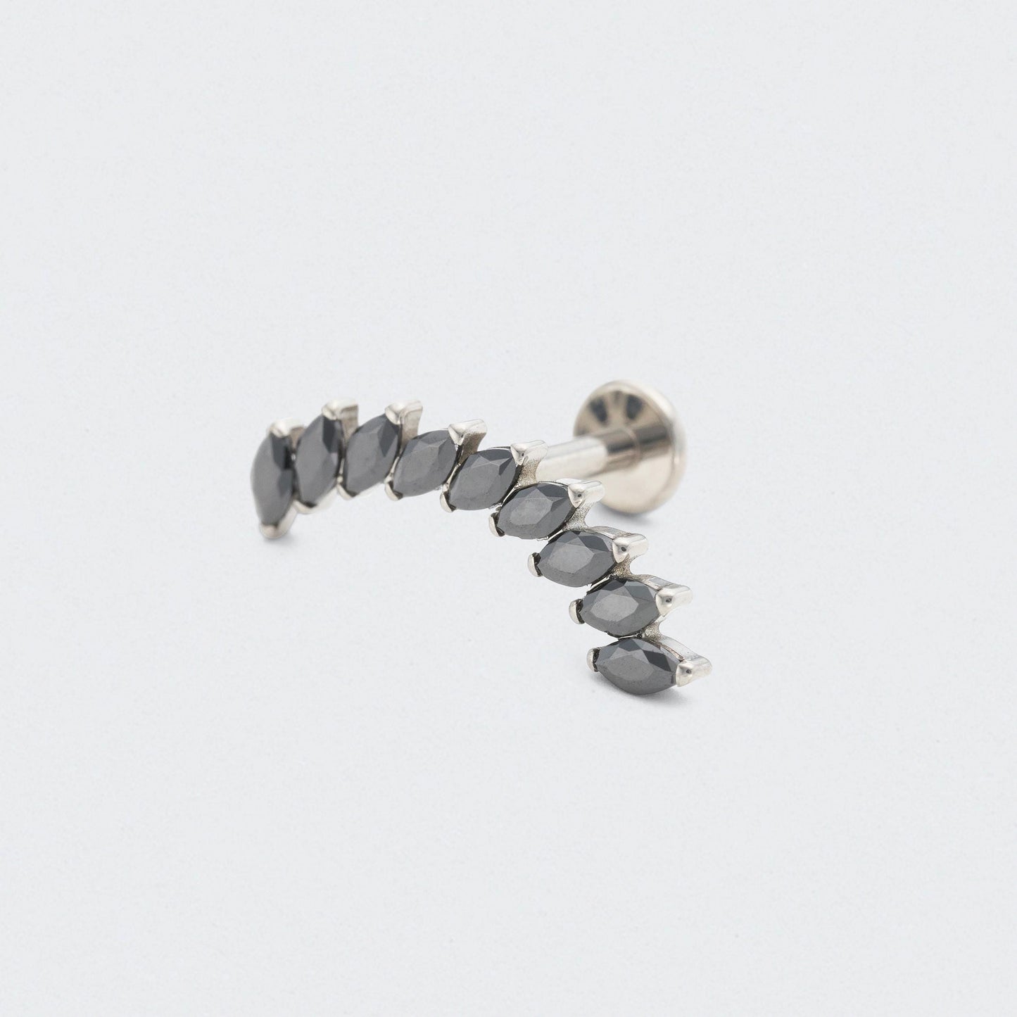 9 Marquise Black CZ Labret in Silver - Titanium